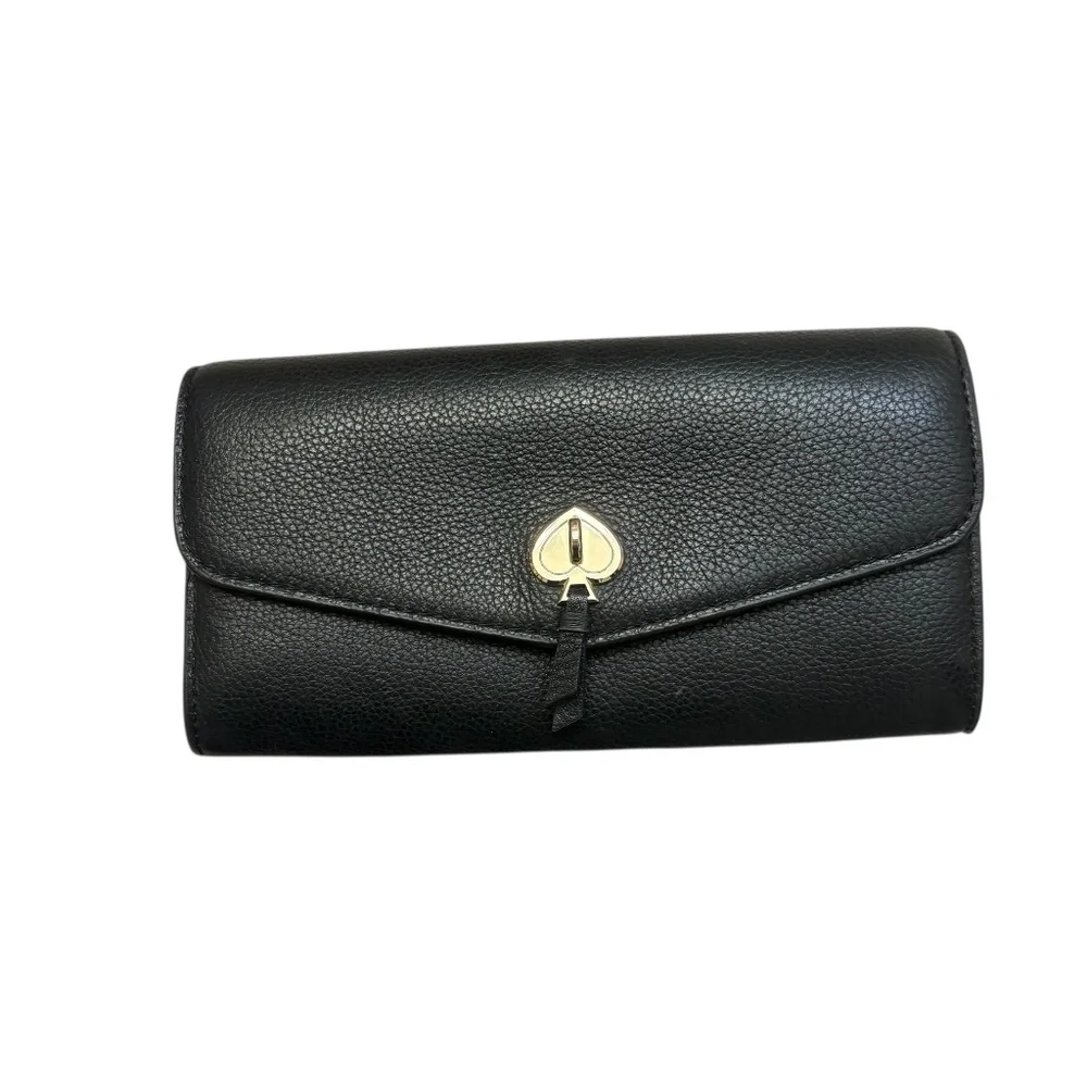 Kate Spade New York Marti large slim flap wallet in black pebbled leather